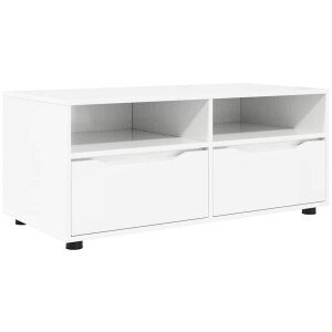 vidaXL - TV - Kast - met - lade - Hoogglans - wit - 100 - x - 48 - x - 43 - cm - Bewerkt - hout