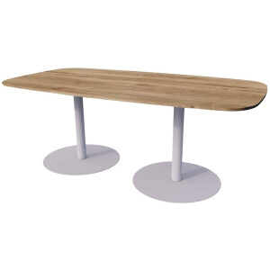 Linesto Vergadertafels Deens Ovaal 200cm breed 100 cm diep Framekleur Wit Bladkleur Logan Eiken
