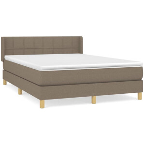 vidaXL - Boxspring - met - matras - stof - taupe - 140x200 - cm