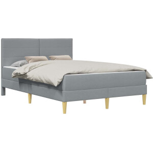vidaXL - Bedframe - met - matras - Lichtgrijs - 140 - x - 200 - cm - Polyester
