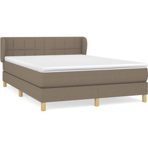 vidaXL - Boxspring - met - matras - stof - taupe - 140x190 - cm