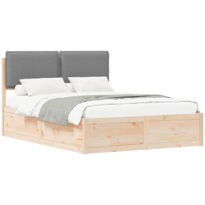 vidaXL - Bedframe - met - Gevoerde - Hoofdbord - Lichtgrijs - 150 - x - 200 - cm