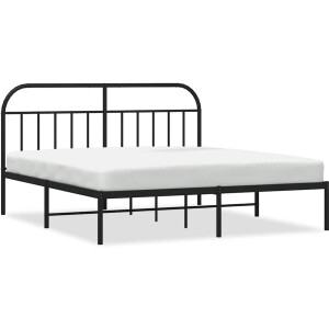 vidaXL - Bedframe - met - hoofdbord - metaal - zwart - 183x213 - cm