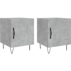 vidaXL - Nachtkastjes - 2 - st - 40x40x50 - cm - bewerkt - hout - betongrijs