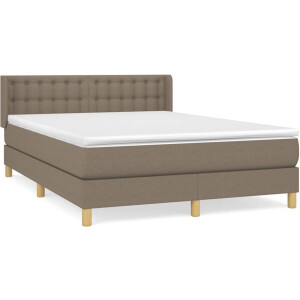 vidaXL - Boxspring - met - matras - stof - taupe - 140x200 - cm