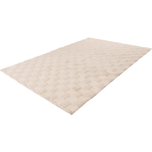 Lalee Soul - 3d Vloerkleed - Tapijt – Karpet - Hoogpolig - Superzacht - nieuwe trend comfy Fluffy - 3d blokjes- rabbit- 80x150 cm beige