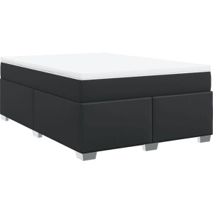 vidaXL - Boxspring - met - matras - kunstleer - zwart - 140x190 - cm