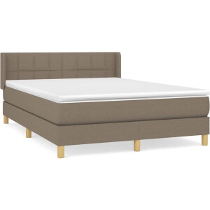 vidaXL - Boxspring - met - matras - stof - taupe - 140x190 - cm