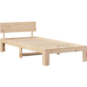 vidaXL - Bedframe - met - hoofdeinde - Naturel - 90 - x - 200 - cm - Massief - grenenhout
