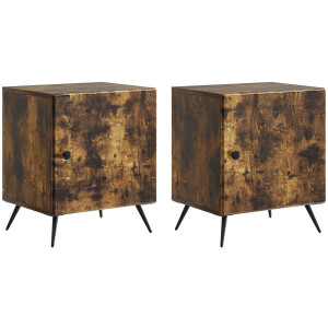 vidaXL - Nachtkastje - 2 - st - Gerookt - eiken - 43 - x - 34,5 - x - 50 - cm - Bewerkt - hout
