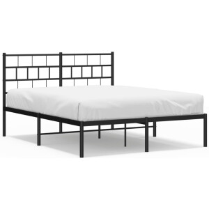 vidaXL - Bedframe - met - hoofdbord - metaal - zwart - 160x200 - cm