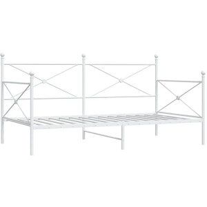 vidaXL - Slaapbank - zonder - matras - 100x200 - cm - staal - wit