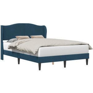 vidaXL - Bedframe - met - hoofdeinde - Blauw - 160 - x - 200 - cm - Fluweel