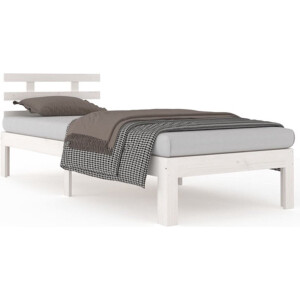 vidaXL - Bedframe - massief - hout - wit - 90x190 - cm