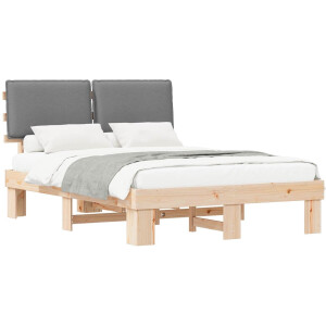 vidaXL - Bedframe - met - Gevoerde - Hoofdbord - Lichtgrijs - 140 - x - 200 - cm