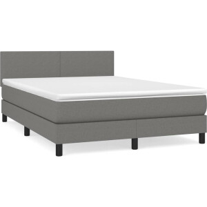 vidaXL - Boxspring - met - matras - stof - donkergrijs - 140x190 - cm