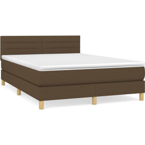 vidaXL - Boxspring - met - matras - stof - donkerbruin - 140x190 - cm