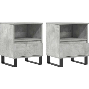 vidaXL Nachtkastjes - Betongrijs - Set van 2 Nachtkastjes - Betongrijs - Houten Nachtkastjes - Nachtkastjes Met Lades - Slaapkamerinrichting