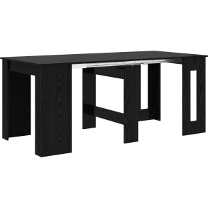 vidaXL - Eettafel - 180 - x - 85 - x - 75 - cm - Bewerkt - hout - Zwart - eiken - Rechthoekig