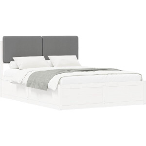 vidaXL - Bedframe - met - Gevoerde - Hoofdbord - Lichtgrijs - 140 - x - 190 - cm