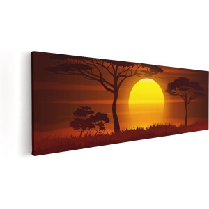 Artaza Canvas Schilderij Zonsondergang In De Savanne - Abstract - 60x20 - Foto Op Canvas - Canvas Print