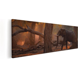 Artaza Canvas Schilderij Olifant In het Bos - 120x40 - Groot - Foto Op Canvas - Canvas Print