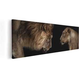 Artaza Canvas Schilderij Leeuw En Leeuwin - 60x20 - Foto Op Canvas - Canvas Print