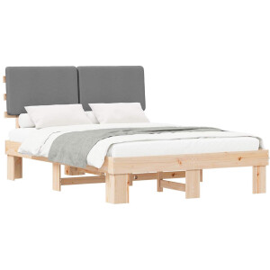 vidaXL - Bedframe - met - Gevoerde - Hoofdbord - Lichtgrijs - 140 - x - 200 - cm