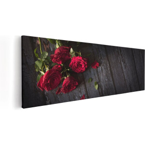 Artaza Canvas Schilderij Rode Rozen Op De Grond - 90x30 - Foto Op Canvas - Canvas Print