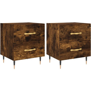 vidaXL - Nachtkastjes - 2 - st - 40x35x47,5 - cm - bewerkt - hout - gerookt - eikenkleur