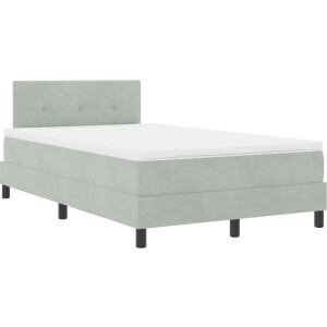 vidaXL - LED - Box - Spring - Bed - met - matras - Lichtgrijs - 120 - x - 200 - cm - Fluweel