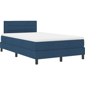 vidaXL - Boxspring - bed - met - kussen - met - hoofdeinde - Blauw - 120 - x - 200 - cm - Stof