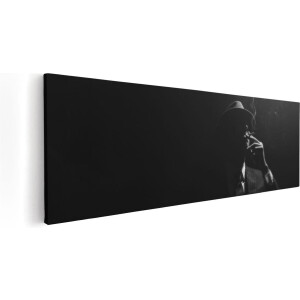 Artaza Canvas Schilderij Man Met Hoed Rookt Een Sigaar - 120x40 - Groot - Foto Op Canvas - Canvas Print