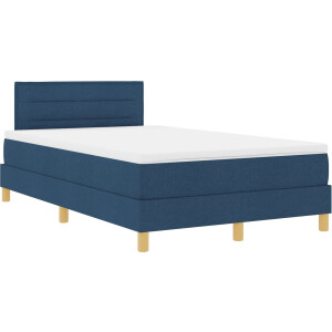 vidaXL - Boxspring - bed - met - kussen - met - hoofdeinde - Blauw - 120 - x - 200 - cm - Stof