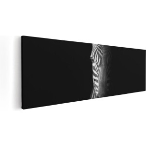 Artaza Canvas Schilderij Halve Zebra - Zwart Wit - 120x40 cm - Groot - Wanddecoratie Woonkamer - Schilderijen - Muurdecoratie
