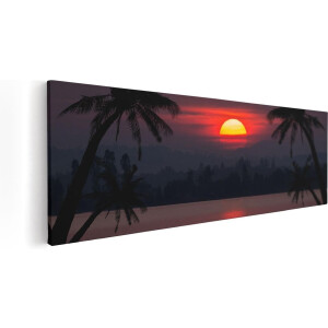 Artaza Canvas Schilderij Zonsondergang Op Het Strand Met Palmbomen - 90x30 - Foto Op Canvas - Canvas Print