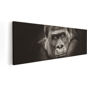 Artaza Canvas Schilderij Gorilla - Zwart Wit - 90x30 - Foto Op Canvas - Canvas Print