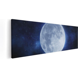 Artaza Canvas Schilderij Volle Maan in de Ruimte - 90x30 - Foto Op Canvas - Canvas Print