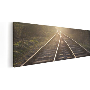 Artaza Canvas Schilderij Twee Kruisende Rails Spoorwegen - 120x40 - Groot - Foto Op Canvas - Canvas Print