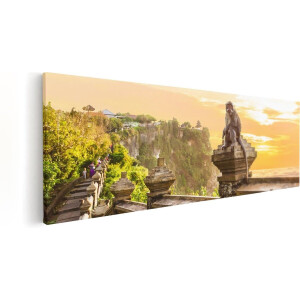 Artaza Canvas Schilderij Aap - 120x40 cm - Groot - Wanddecoratie Bali - Muurdecoratie Zonsondergang - Schilderijen Dieren