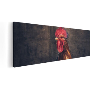 Artaza Canvas Schilderij Haan van Dichtbij  - 90x30 - Foto Op Canvas - Canvas Print
