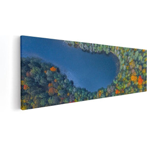 Artaza Canvas Schilderij Kleurrijke Bos Met Bomen Naast Een Meer - 120x40 - Groot - Foto Op Canvas - Canvas Print