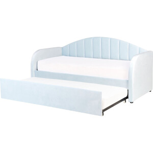 BELIANI EYBURIE - Onderschuifbed - Lichtblauw - 90 x 200 cm - Fluweel