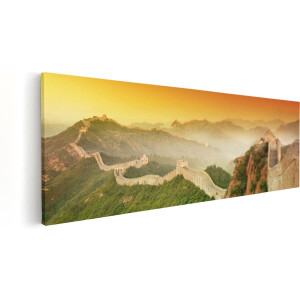 Artaza Canvas Schilderij Chinese Muur bij Zonsopgang - 90x30 - Foto Op Canvas - Canvas Print