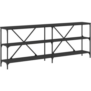 vidaXL - Wandtafel - 200x30x75 - cm - bewerkt - hout - en - ijzer - zwart