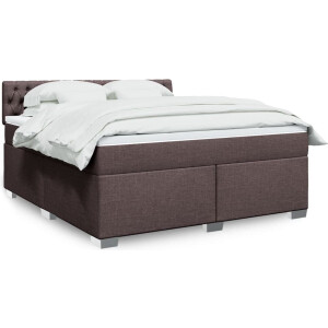 vidaXL - Boxspring - met - matras - stof - donkerbruin - 180x200 - cm