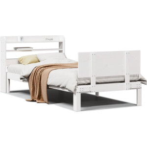 vidaXL - Bedframe - met - hoofdeinde - zonder - matras - 90x200 - cm - wit