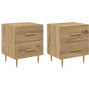 vidaXL - Nachtkastje - 2 - pcs - Artisan - Eiken - 40 - x - 35 - x - 47,5 - cm - Bewerkt - hout