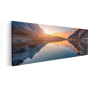 Artaza Canvas Schilderij Zonsondergang - 60x20 cm - Wanddecoratie Bergen - Muurdecoratie Landschap - Kamer Accessoires Natuur