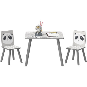 ZONEKIZ Kindertafel en -stoelenset - MDF - 60x60x44cm - Grijs